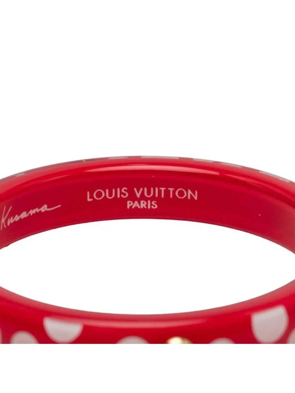 Louis Vuitton Yayoi Kusama LV Yk Bracelet Dot Infinity Bangle Red White Plastic